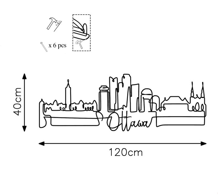 Wallity Accesorio de Pared Decorativo Metal Negro 120x40 cm
